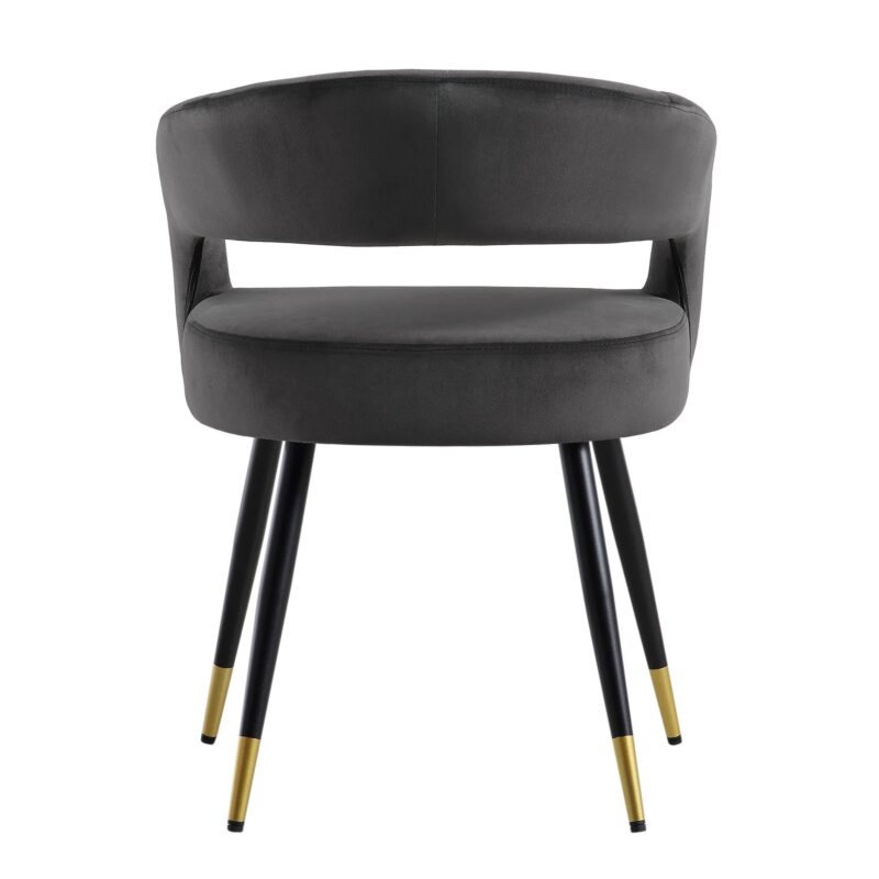 Laurel Wave Charcoal Velvet Set of 2 Dining Chairs - Image 8