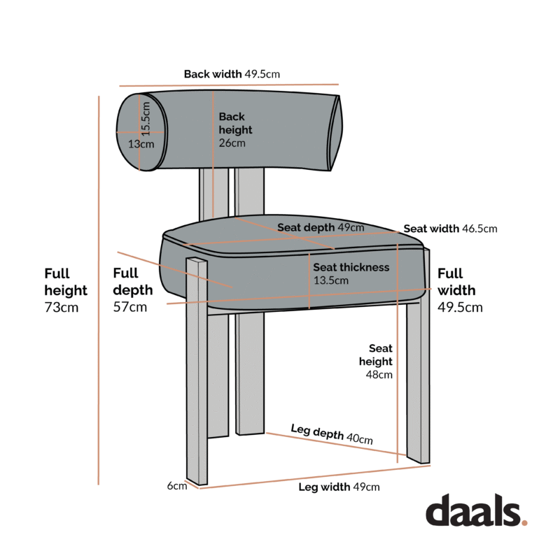 Ophelia Terracotta Fabric Dining Chair - Image 6