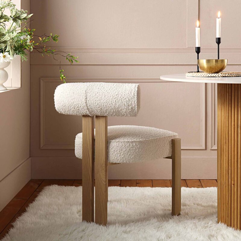 Ophelia Ecru Boucle Dining Chair - Image 2