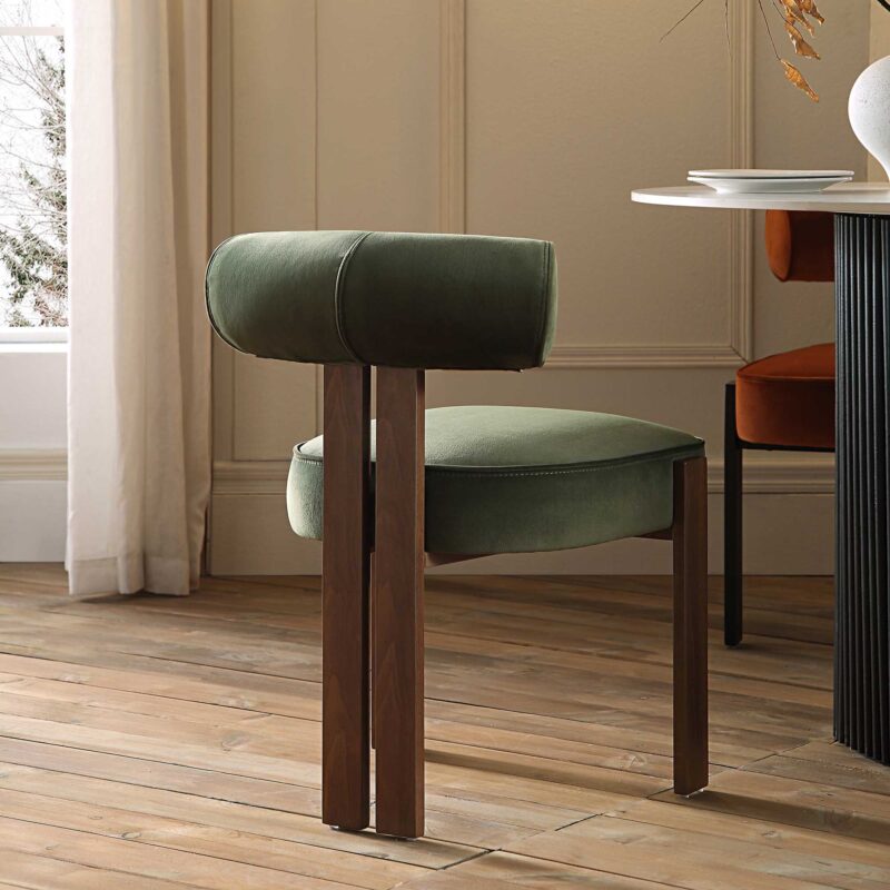 Ophelia Moss Green Velvet Dining Chair - Image 2