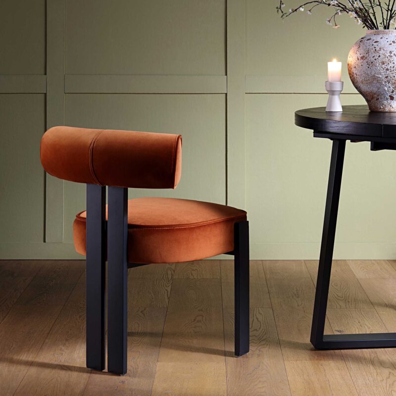 Ophelia Rust Velvet Dining Chair - Image 2