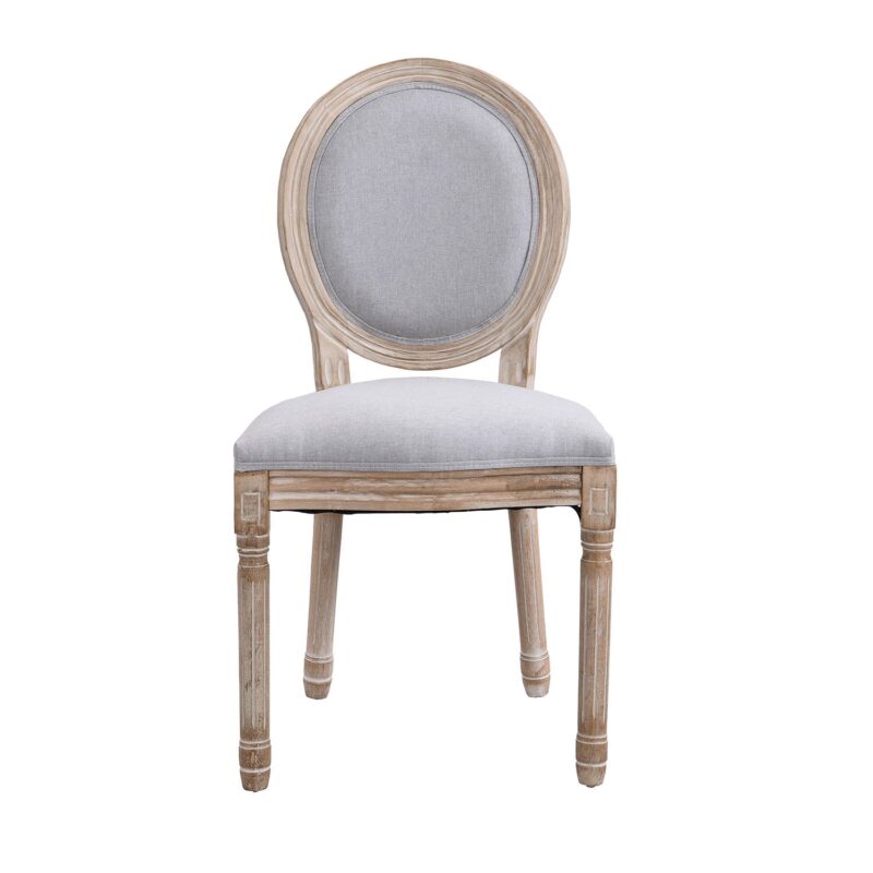 Lainston Set of 2 Classic Limewashed Wooden Dining Chairs, Grey - Image 3
