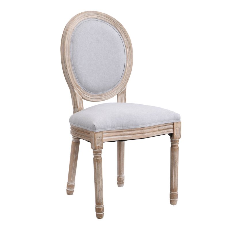 Lainston Set of 2 Classic Limewashed Wooden Dining Chairs, Grey - Image 5