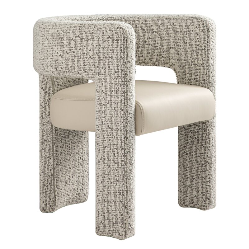 Greenwich Taupe Boucle and Beige Faux Leather Seat Dining Chair - Image 2