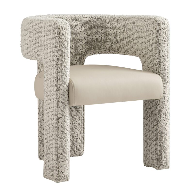 Greenwich Taupe Boucle and Beige Faux Leather Seat Dining Chair - Image 4