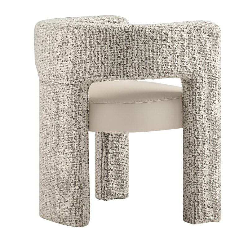 Greenwich Taupe Boucle and Beige Faux Leather Seat Dining Chair - Image 6