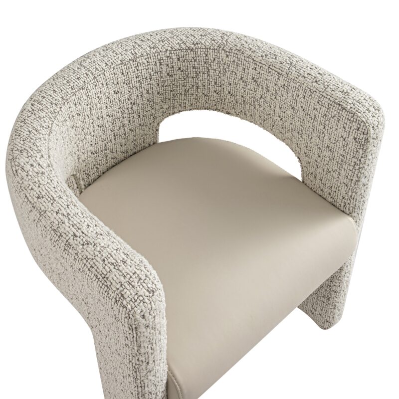 Greenwich Taupe Boucle and Beige Faux Leather Seat Dining Chair - Image 7