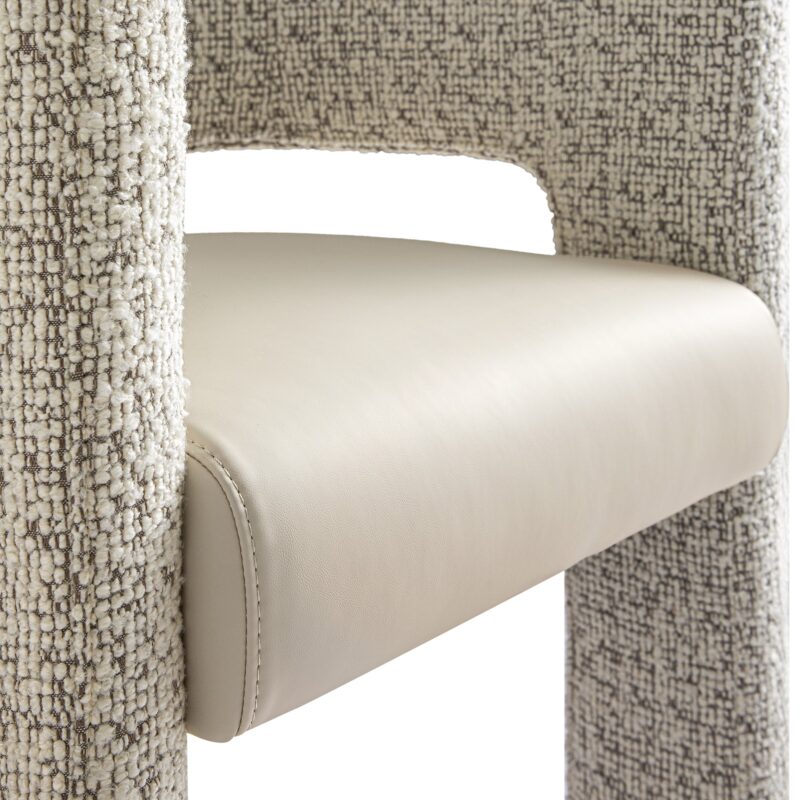 Greenwich Taupe Boucle and Beige Faux Leather Seat Dining Chair - Image 9