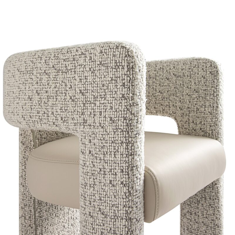 Greenwich Taupe Boucle and Beige Faux Leather Seat Dining Chair - Image 10