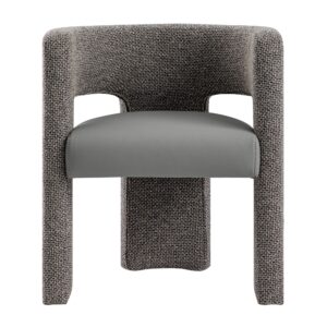 Greenwich Grey & Blue Textured Fabric and Grey Faux Leather Seat Dining Chair