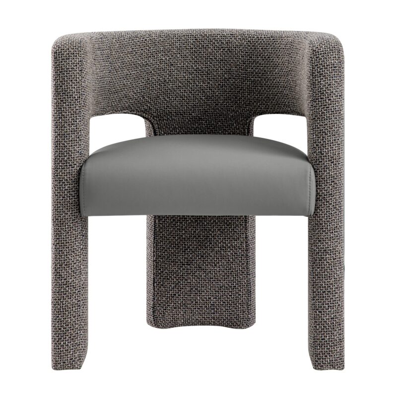Greenwich Grey & Blue Textured Fabric and Grey Faux Leather Seat Dining Chair