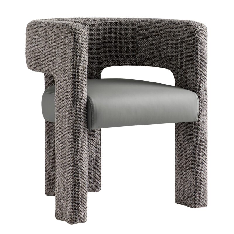 Greenwich Grey & Blue Textured Fabric and Grey Faux Leather Seat Dining Chair - Image 2