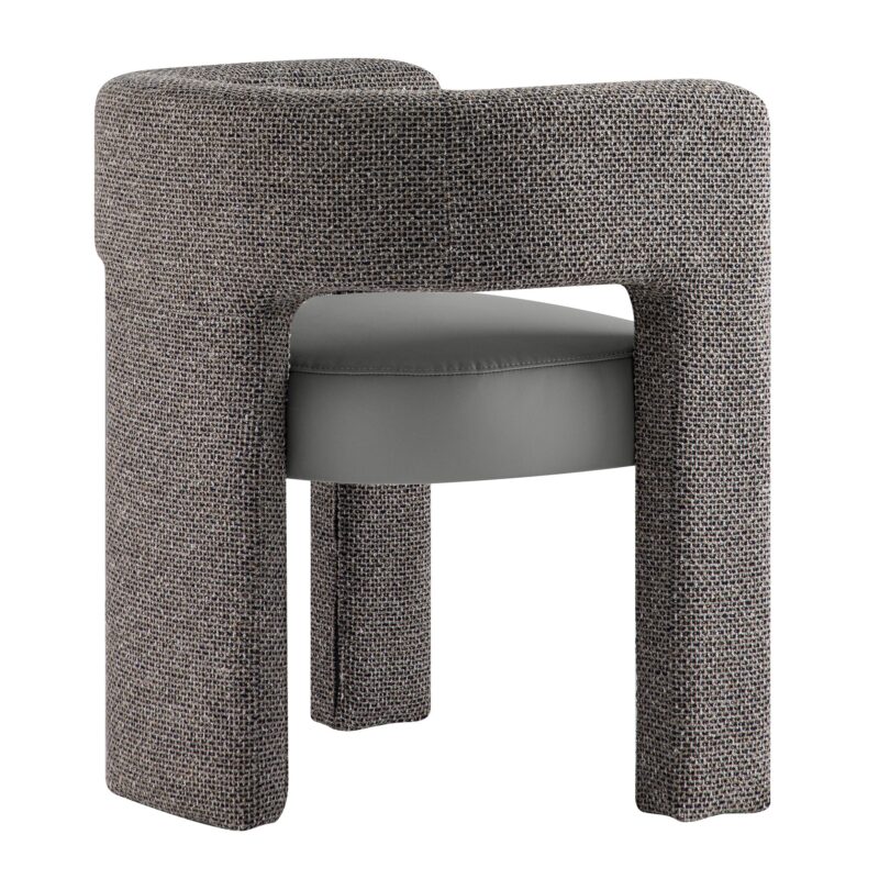 Greenwich Grey & Blue Textured Fabric and Grey Faux Leather Seat Dining Chair - Image 5