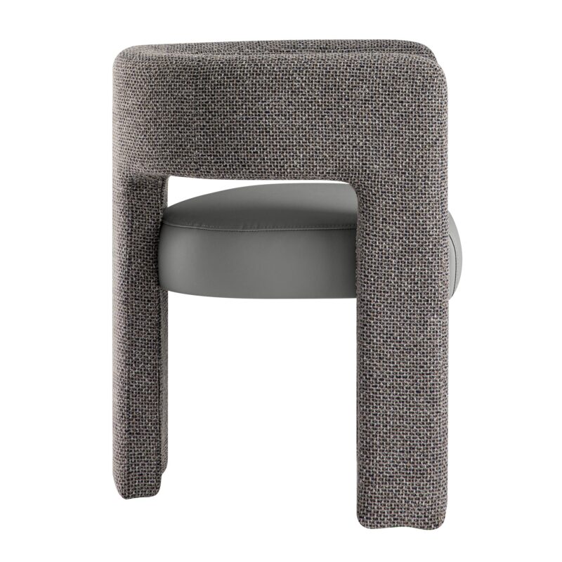 Greenwich Grey & Blue Textured Fabric and Grey Faux Leather Seat Dining Chair - Image 6