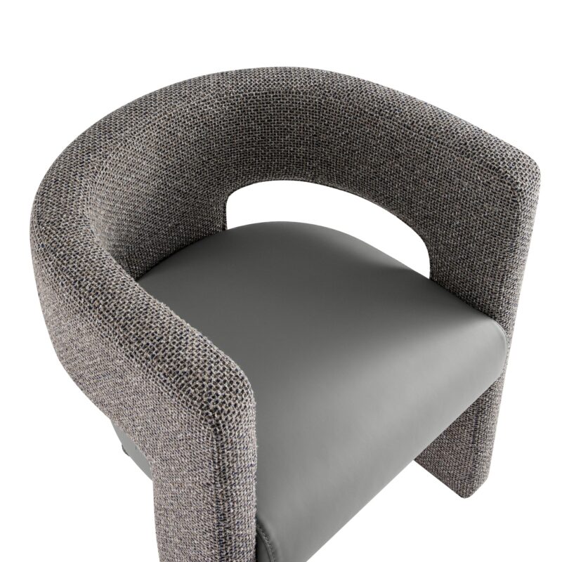 Greenwich Grey & Blue Textured Fabric and Grey Faux Leather Seat Dining Chair - Image 7