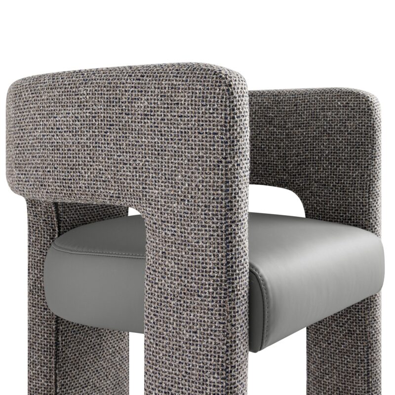 Greenwich Grey & Blue Textured Fabric and Grey Faux Leather Seat Dining Chair - Image 9