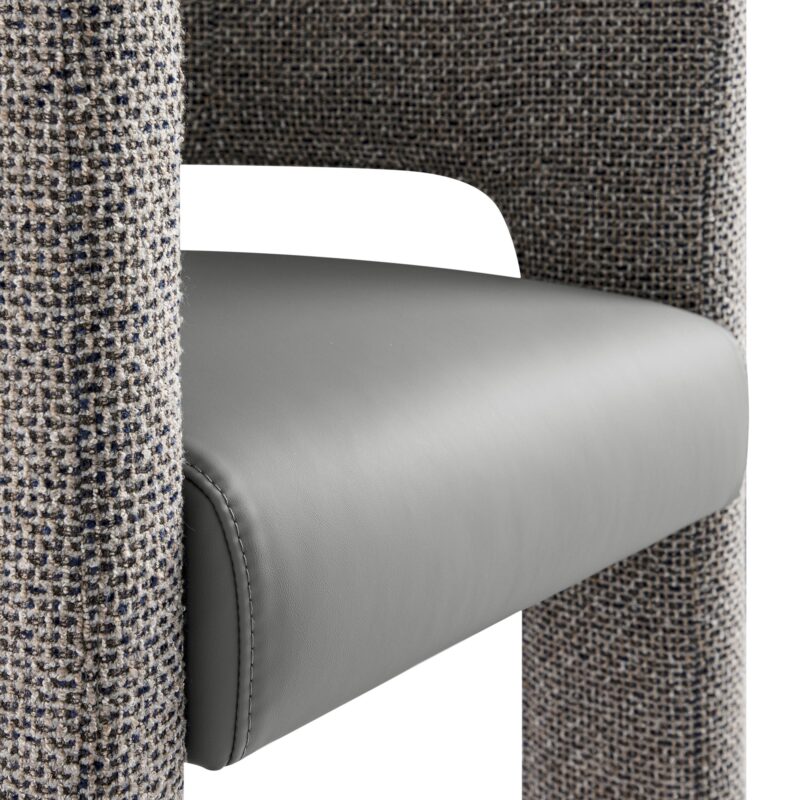 Greenwich Grey & Blue Textured Fabric and Grey Faux Leather Seat Dining Chair - Image 10