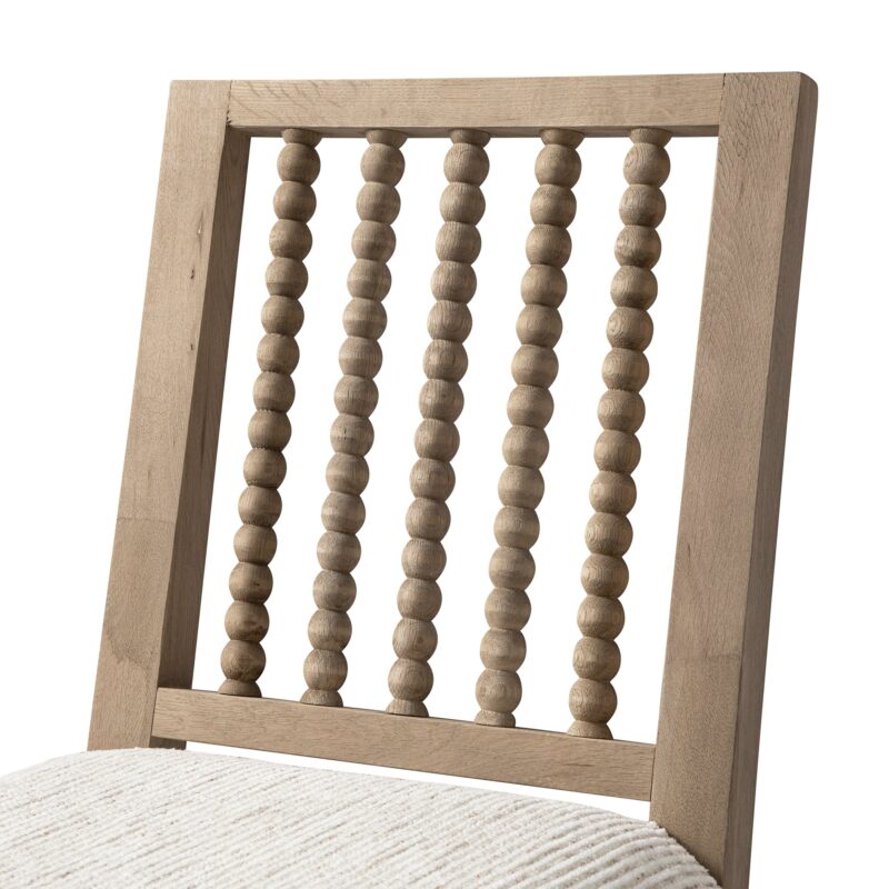 Hemingford Set of 2 Beige Textured Fabric Bobbin Spindle Washed Oak Dining Chairs - Image 11
