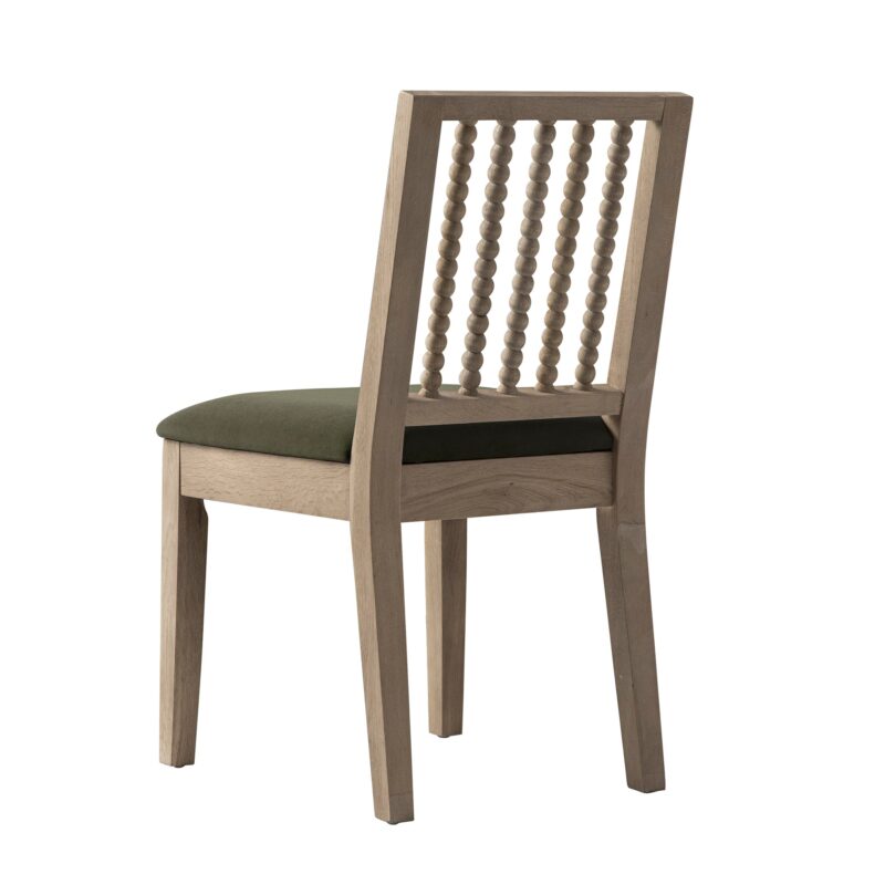 Hemingford Set of 2 Moss Green Velvet Bobbin Spindle Washed Oak Dining Chairs - Image 11