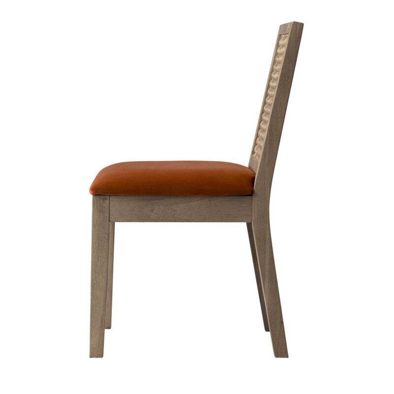 Hemingford Set of 2 Rust Velvet Bobbin Spindle Washed Oak Dining Chairs - Image 6