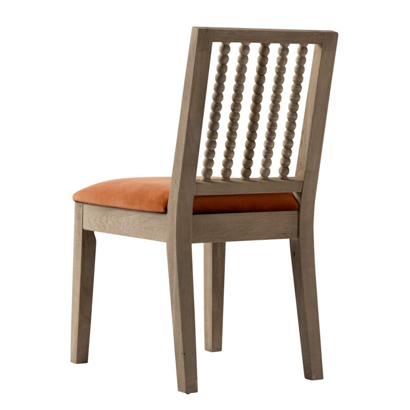 Hemingford Set of 2 Rust Velvet Bobbin Spindle Washed Oak Dining Chairs - Image 7