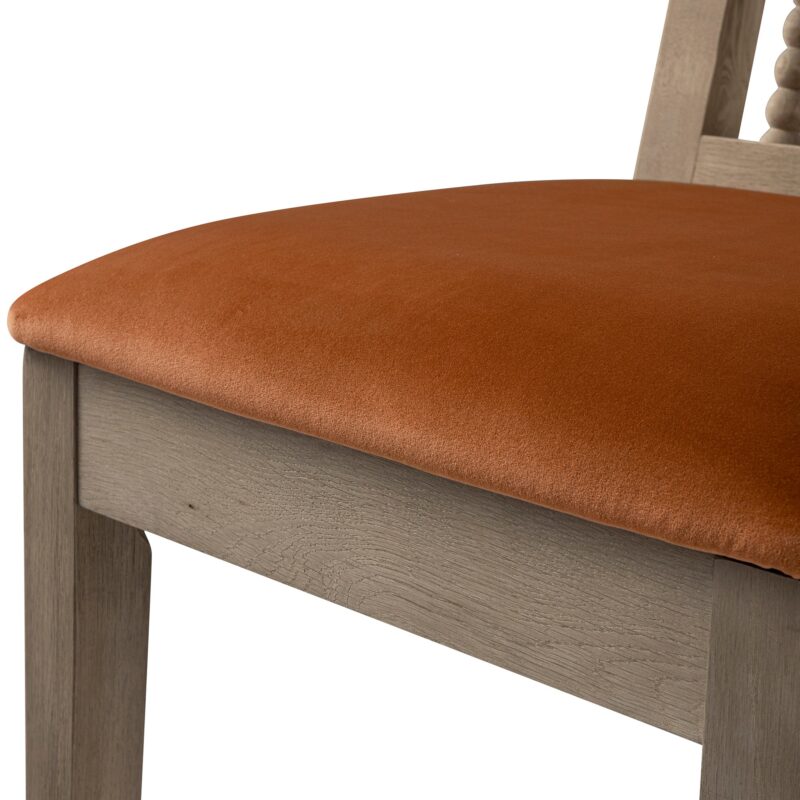 Hemingford Set of 2 Rust Velvet Bobbin Spindle Washed Oak Dining Chairs - Image 11