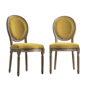 Lainston Set of 2 Classic Weathered Oak Dining Chairs, Fudge Velvet