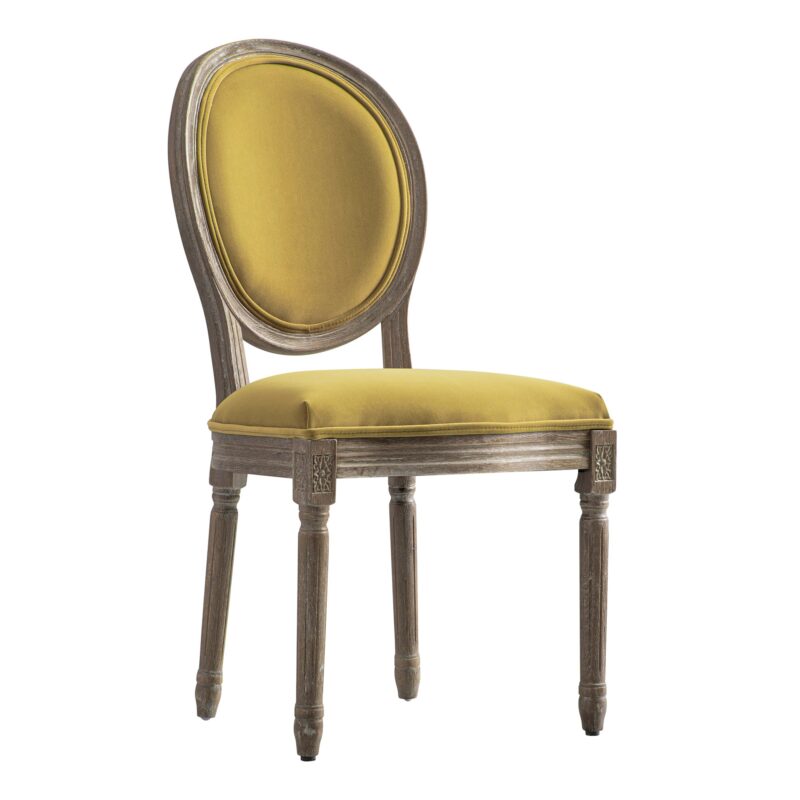 Lainston Set of 2 Classic Weathered Oak Dining Chairs, Fudge Velvet - Image 4