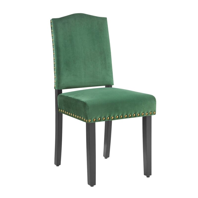 Draycott Set of 2 Pine Green Velvet Dining Chairs - Image 3