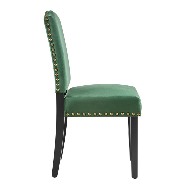 Draycott Set of 2 Pine Green Velvet Dining Chairs - Image 6