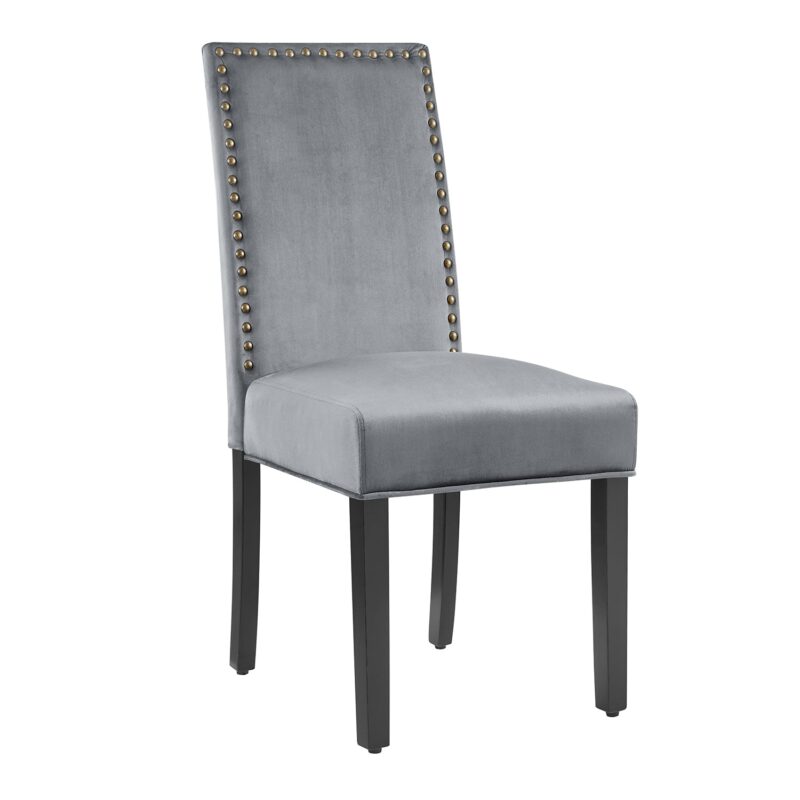 Maidwell Set of 2 Grey Velvet Dining Chairs - Image 3