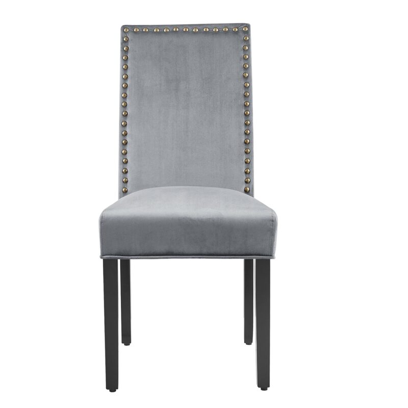 Maidwell Set of 2 Grey Velvet Dining Chairs - Image 5