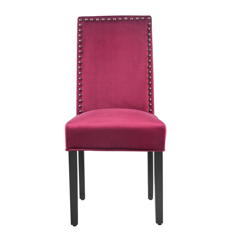 Maidwell Set of 2 Crimson Red Velvet Dining Chairs - Image 3