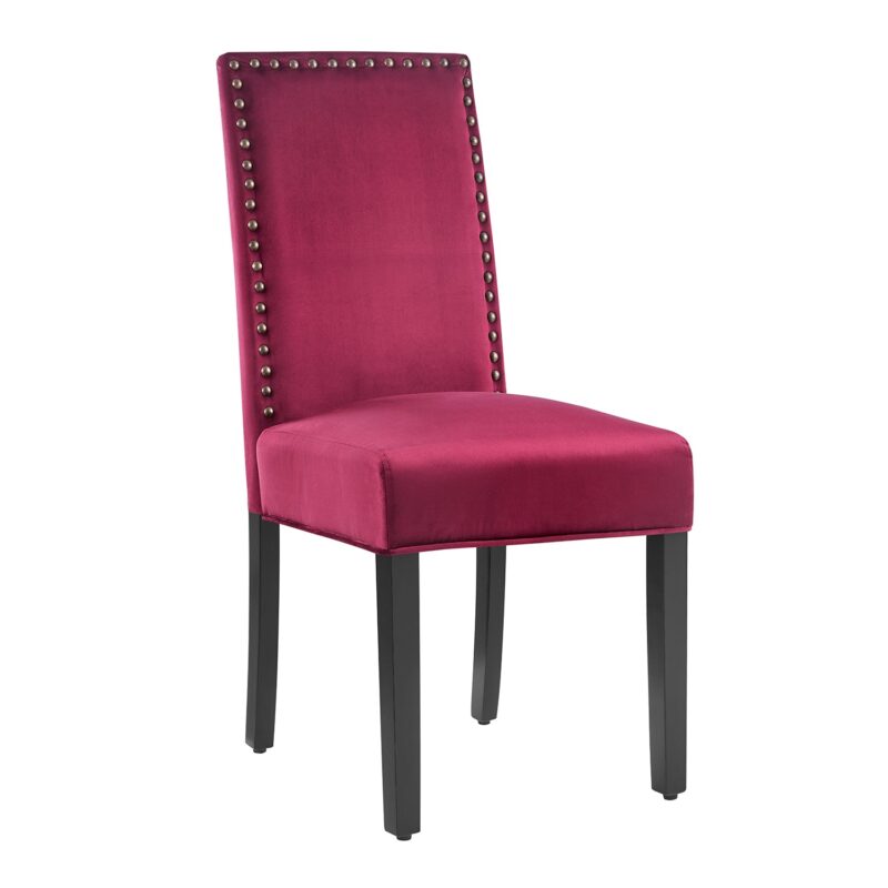 Maidwell Set of 2 Crimson Red Velvet Dining Chairs - Image 5