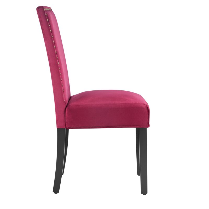 Maidwell Set of 2 Crimson Red Velvet Dining Chairs - Image 6