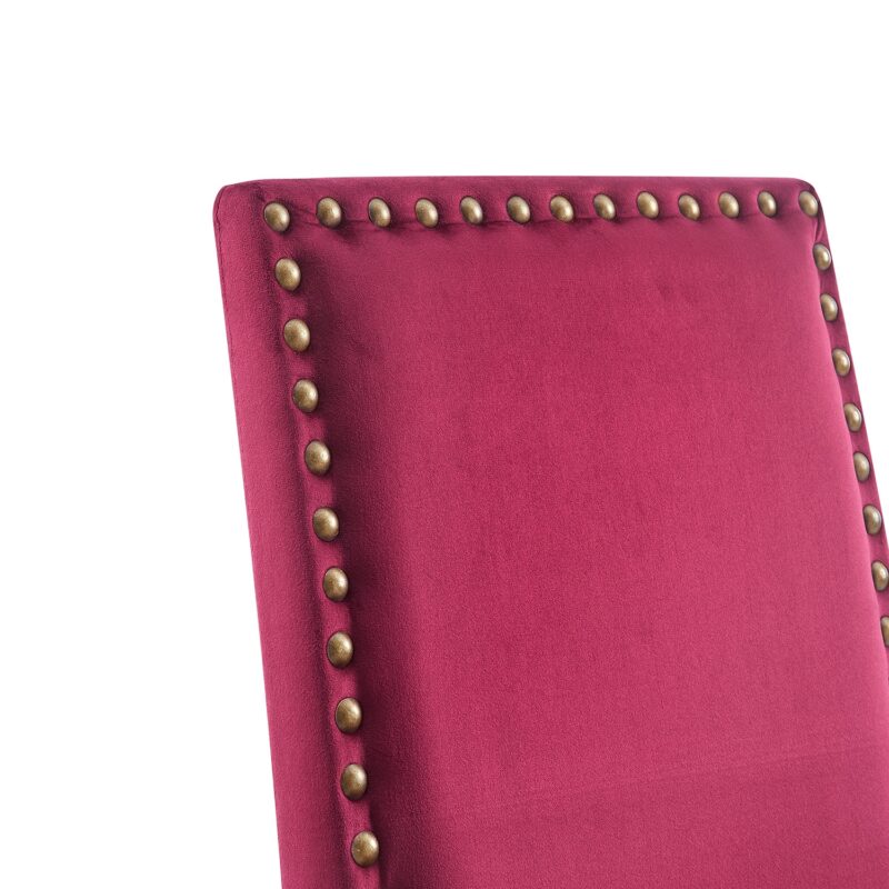 Maidwell Set of 2 Crimson Red Velvet Dining Chairs - Image 8