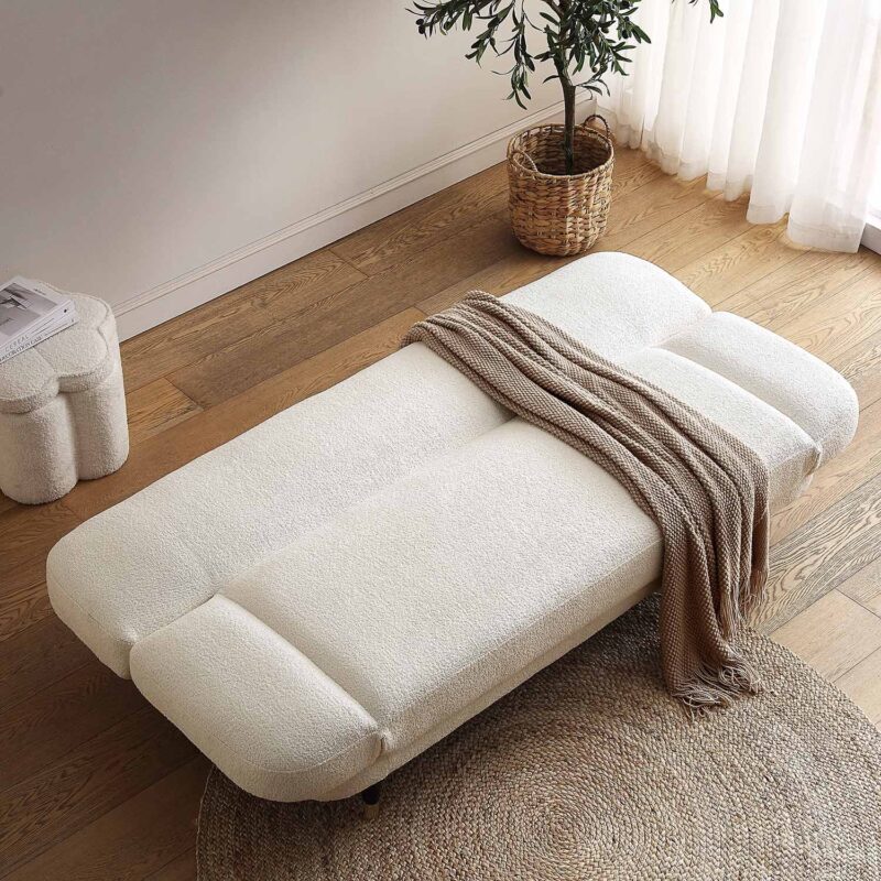 Solna 2-Seater Sofa Bed, Beige Boucle - Image 3