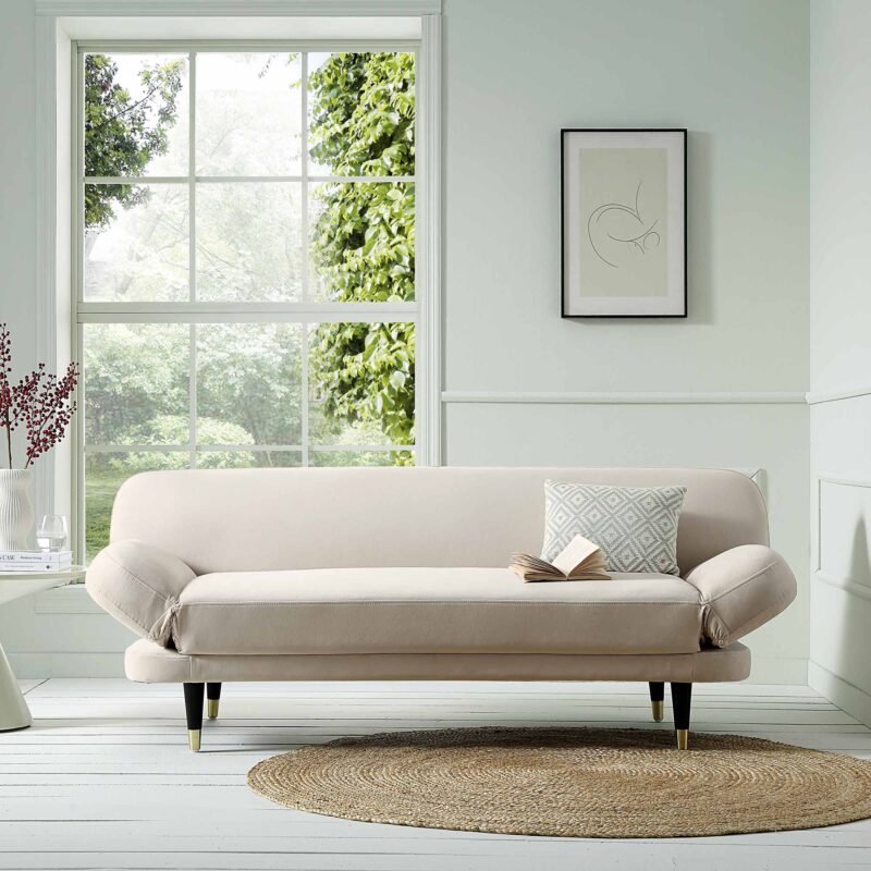 Solna 2-Seater Sofa Bed, Champagne Velvet - Image 2