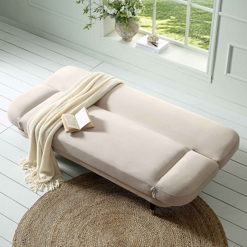 Solna 2-Seater Sofa Bed, Champagne Velvet - Image 3