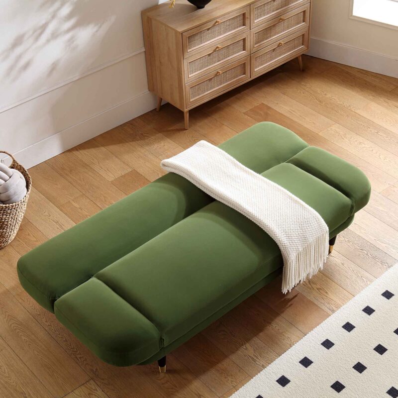 Solna 2-Seater Sofa Bed, Moss Green Velvet - Image 3