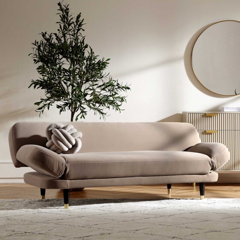 Solna 2-Seater Sofa Bed, Mink Velvet - Image 2