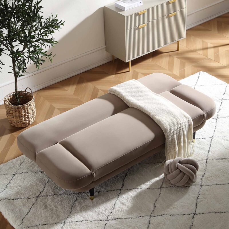 Solna 2-Seater Sofa Bed, Mink Velvet - Image 3