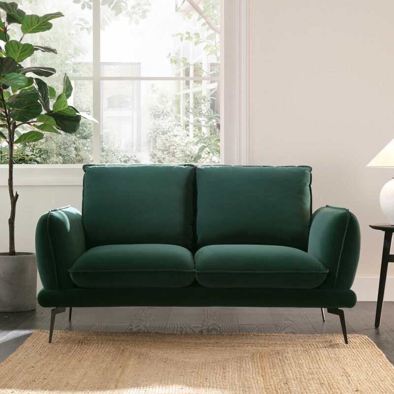 Obriel Forest Green Velvet Sofa, 2-Seater - Image 2
