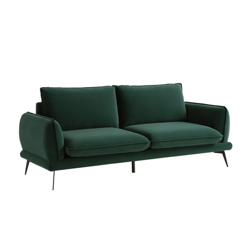 Obriel Forest Green Velvet Sofa, 3-Seater - Image 6