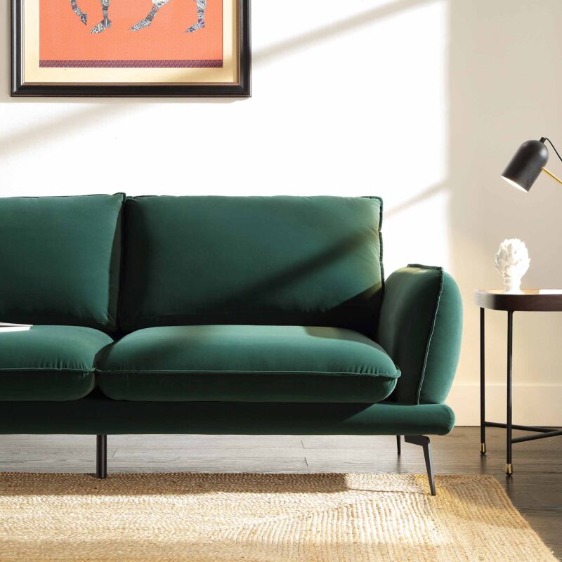 Obriel Forest Green Velvet Sofa, 3-Seater - Image 4