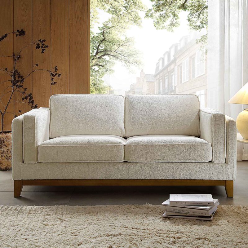 Dipley Beige Boucle Fabric Sofa, 2-Seater - Image 2
