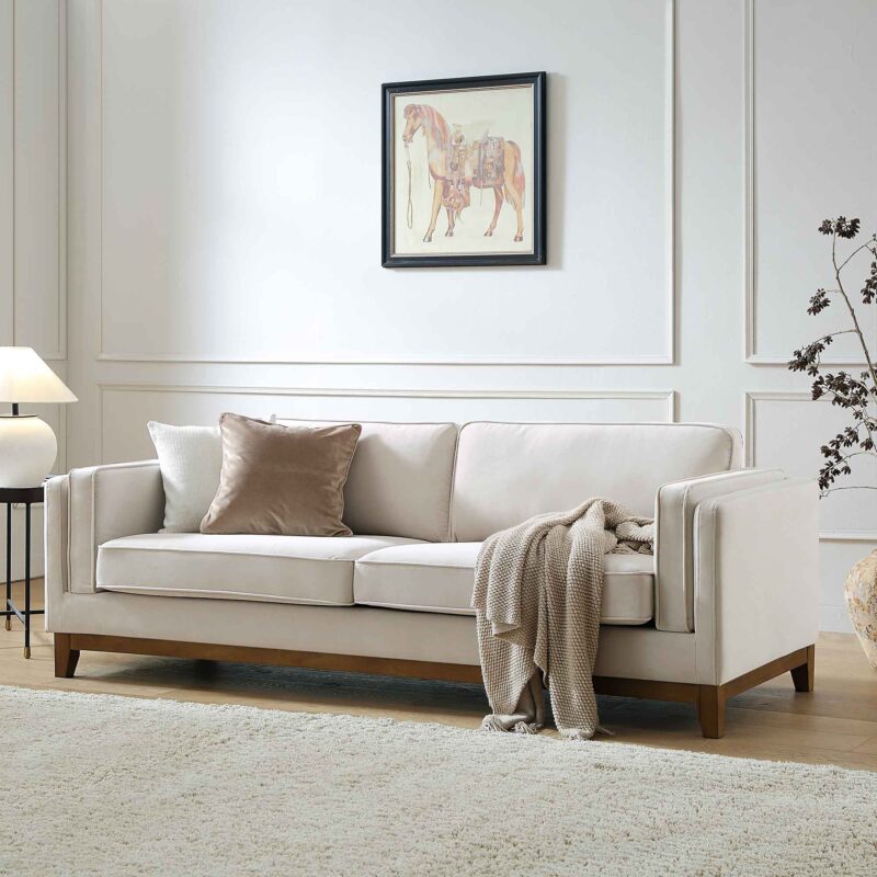 Dipley Champagne Velvet Sofa, 3-Seater - Image 2