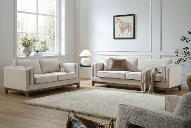 Dipley Champagne Velvet Sofa, 2-Seater - Image 3