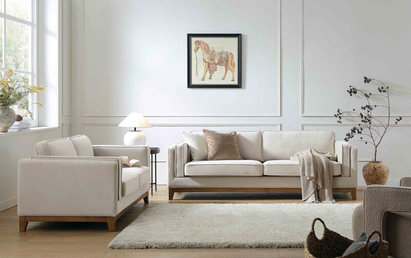 Dipley Champagne Velvet Sofa, 3-Seater - Image 3
