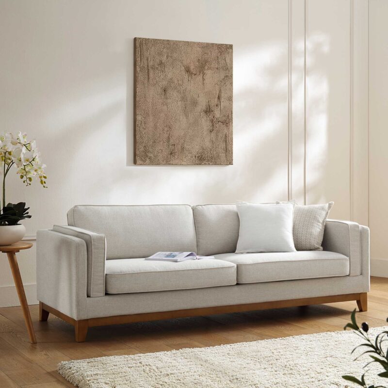 Dipley Oatmeal Fabric Sofa, 3-Seater - Image 2